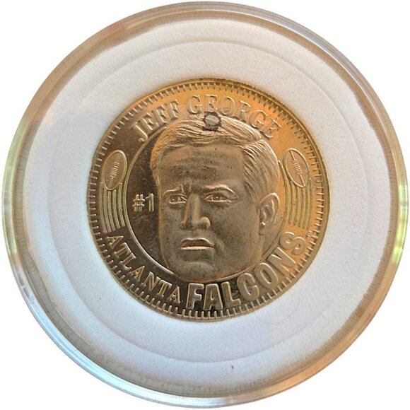 Jeff George #1 Atlanta Falcons 1996 Pinnacle QB Club NFL VTG Silver-Toned Coin - Picture 1 of 4